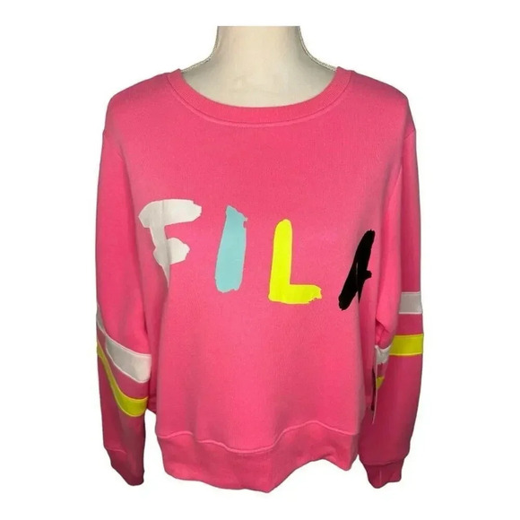 NEW Fila Women's Pink Crewneck Sweatshirt XL Long‎ Sleeve Casual Pullover NWT - Picture 1 of 7
